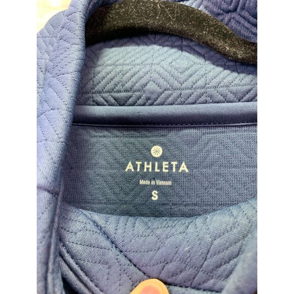 ATHLETA SMALL WOMEN'S QUILTED JACQUARD COWL ATHLETIC ELEVATION PULL OVER BLUE - Picture 3 of 15